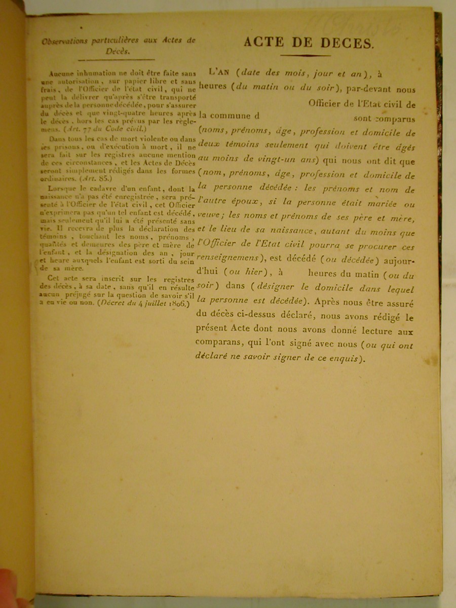 Page du registre